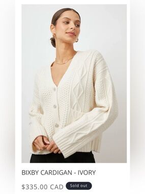 Rails Ivory Cable Knit Bixby Cardigan with Crystal Floral Buttons, Size S